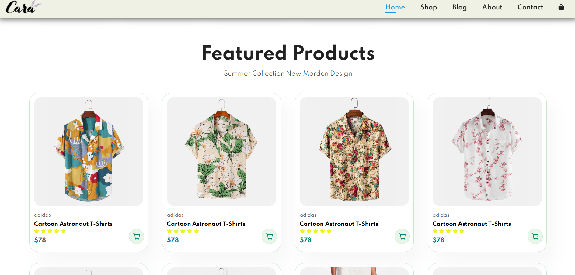 Screenshot of a fashion shop website.